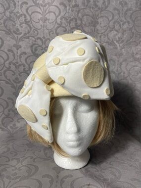 Vintage Deborah New York Wool Felt Polka Dot pillbox Sculptural Statement Hat